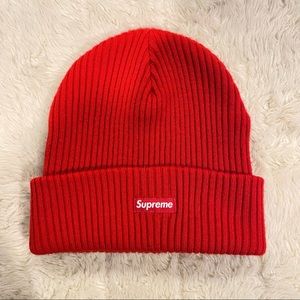 Ribbed Knit Red Supreme Beanie